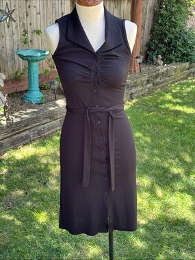 Vtg Y2K Studio Soleil Black Button Sleelveless Button Up Dress Size Small Tiny
